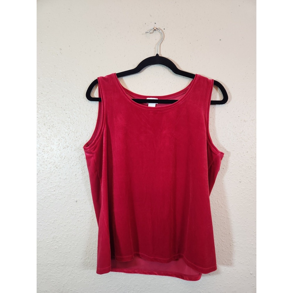 J. Jill Womens Large Red‎ Velvet Tank Top Sleeveless Scoop Neck Stretch Shell